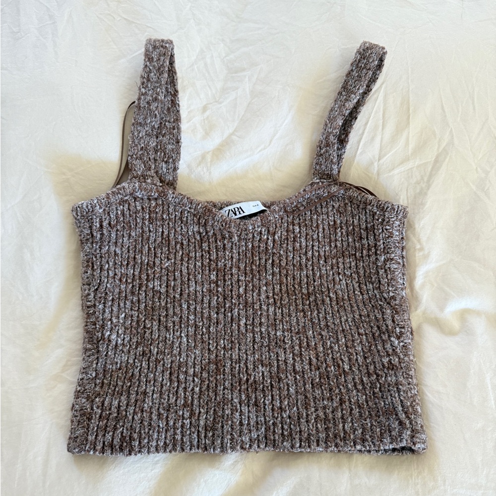 Zara Brown Cardigan Sweater Set with Relaxed Fit - Picture 4 of 4